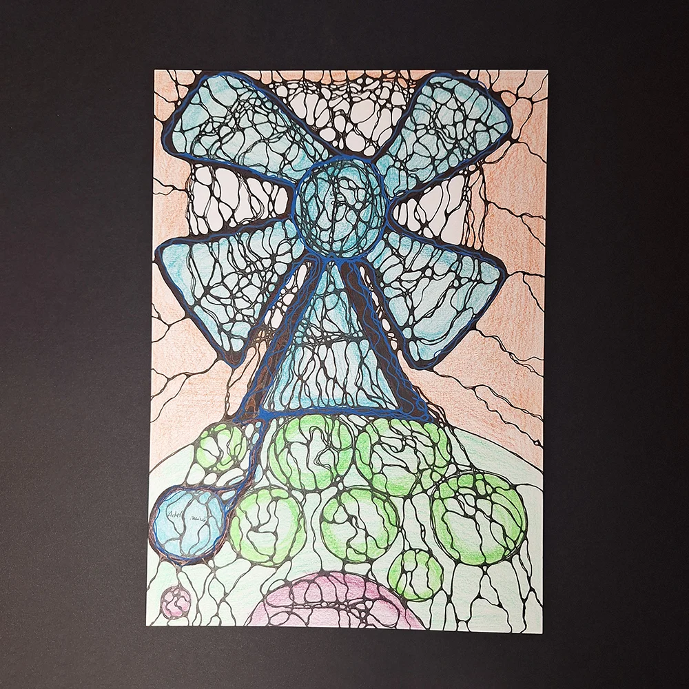 Neurographica tree figure with extended branches