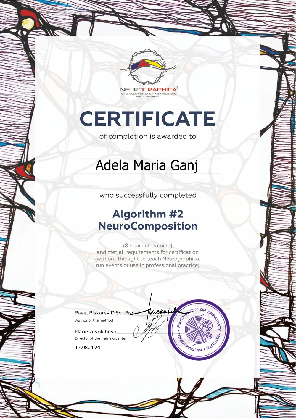 NeuroComposition Algorithm Certificate